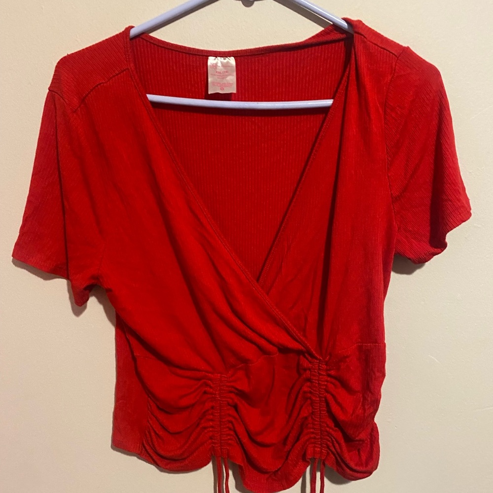 No Boundaries Red Ribbed Ruched Crop Top – XXL (19)
